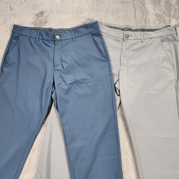 PRIMO Pants Mens 34x27 Short Blue Gray Performance Stretch Zip Cuffs Lot of 2 - Picture 1 of 16